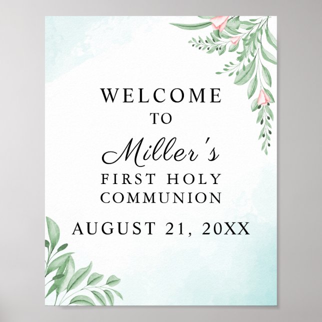 Poster Boho Dusty Blue Eucalyptus Commune Welcome (Frente)