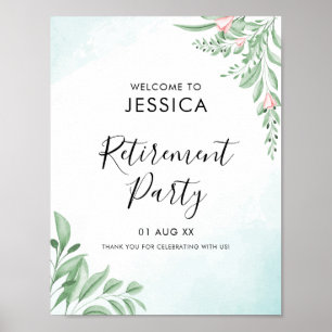 Poster Boho Dusty Blue Eucalyptus Retirement Bem-vindo