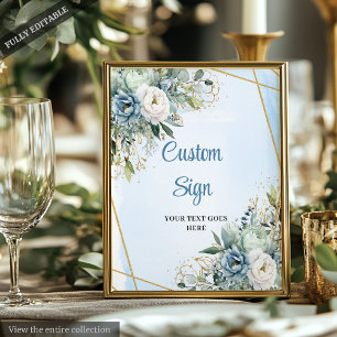 Poster Boho Dusty Blue Eucalyptus - Sinal de casamento Pe