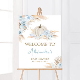 Poster Boho Dusty Blue Pumpkin Chá de fraldas Bem-vindo