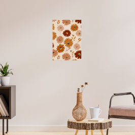 Poster Boho Earth Tone Daisy Tan Floral Pattern