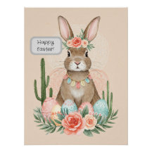 Boho Easter Bunny Pastel Whimsical Imprimível