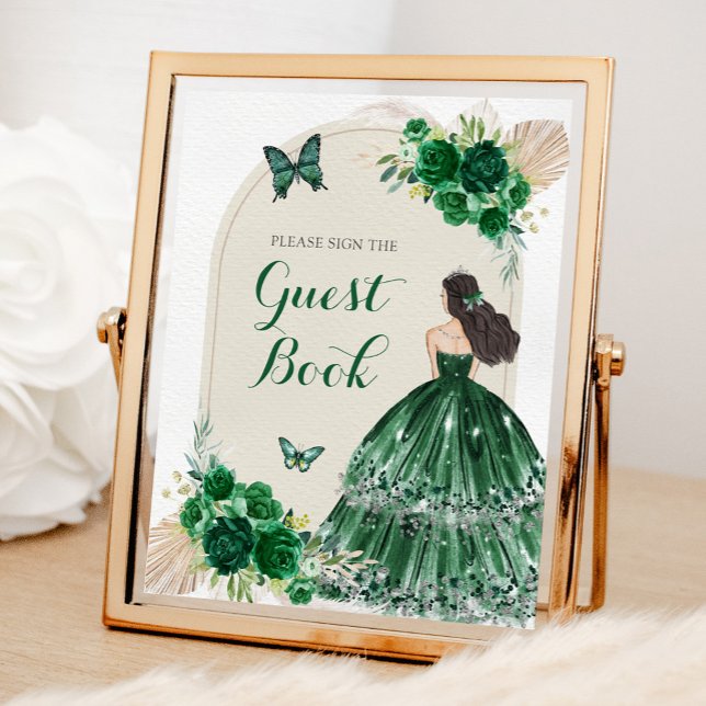 Poster Boho Emerald Green Quinceañera (Criador carregado)