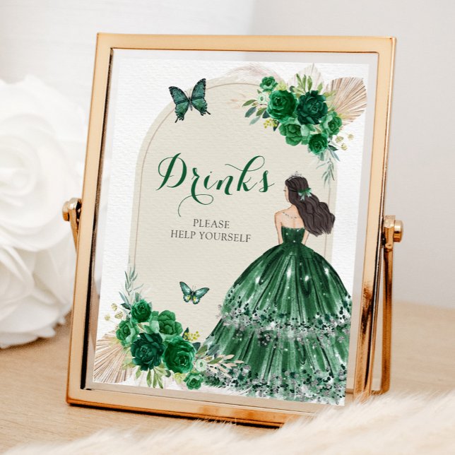 Poster Boho Emerald Green Quinceañera Bebe (Criador carregado)
