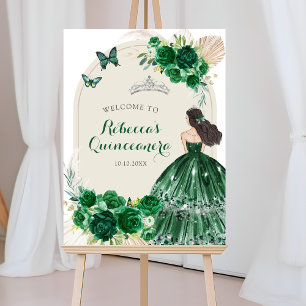 Poster Boho Emerald Green Quinceañera - Sinal de boas-vin