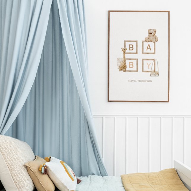 Poster Boho Enfermando Letras De Bloco De Madeira Neutra (Criador carregado)