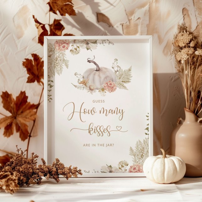 Poster Boho Fall adivinha quantos beijos na jarra (Criador carregado)