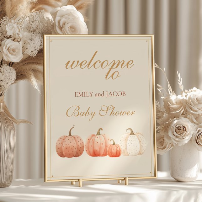 Poster Boho Fall Bolinhas Pumpkins Chá de fraldas Bem-vin (Criador carregado)