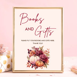 Poster Boho Fall Pumpkin Books and Gifts Chá de fraldas