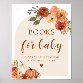 Poster Boho Fall Pumpkin Books para Sinal de Chá de frald