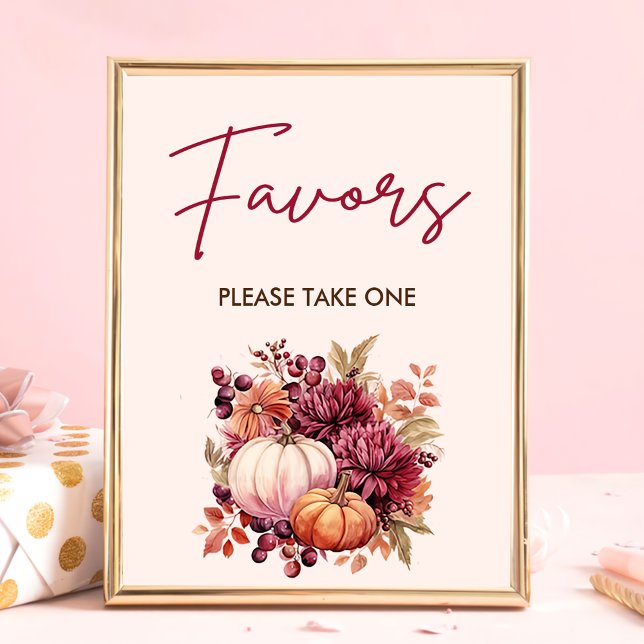 Poster Boho Fall Pumpkin Favorece Chá de fraldas (Criador carregado)