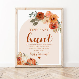 Poster Boho Fall Pumpkin Tiny Baby Hunt Jogo Chá de frald