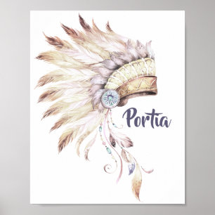 Poster Boho Feather Headdress Wall Art