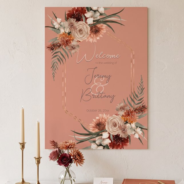 Poster Boho Ferrugem e Floral de Outono Neutra em Tom de  (Criador carregado)