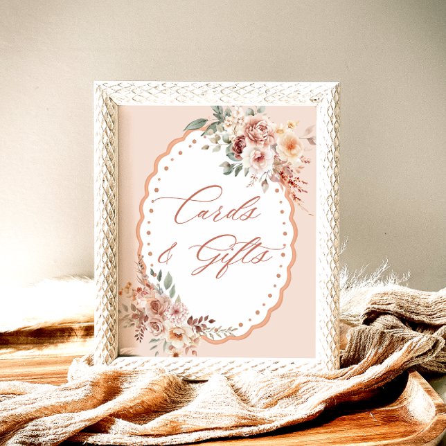 Poster Boho Floral Baby Shower Cards and Gifts (Criador carregado)