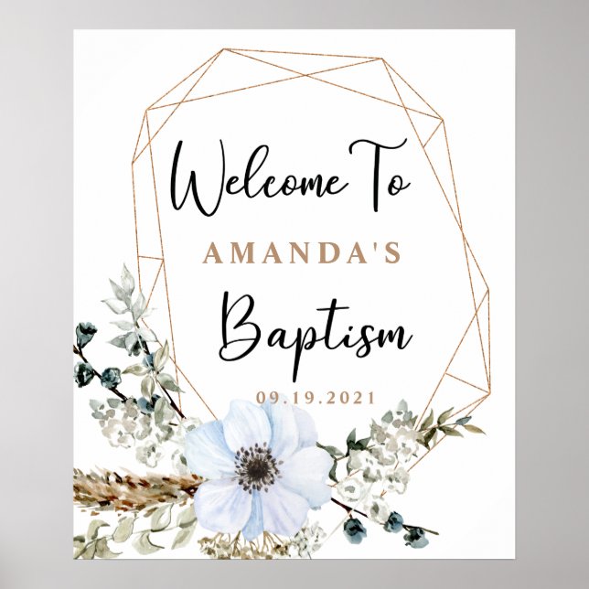 Poster Boho Floral Baptism Bem-vindo (Frente)