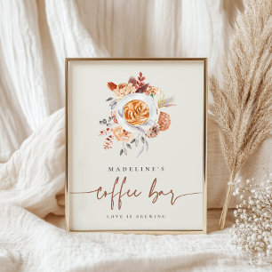 Poster Boho Floral Chá de panela Café Sinal
