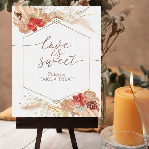 Poster Boho Floral Chá de panela Love Is Sweet Sign