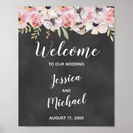Poster Boho Floral Chalkboard Sinal de Boho