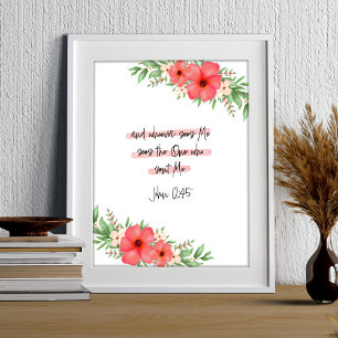 Poster Boho Floral Christian Bíblia Verse John 12:45