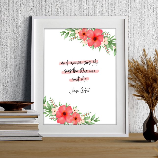 Poster Boho Floral Christian Bíblia Verse John 12:45 (Criador carregado)