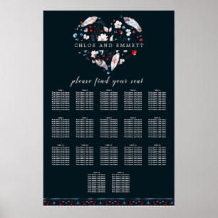 Poster Boho Floral e Penas com 17 Mesas