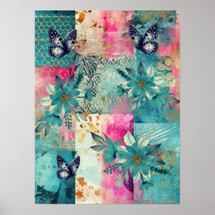 Poster Boho Floral Floral Abstrato Art