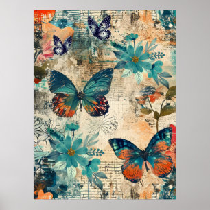 Poster Boho Floral Floral Abstrato Art