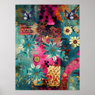 Poster Boho Floral Floral Abstrato Art