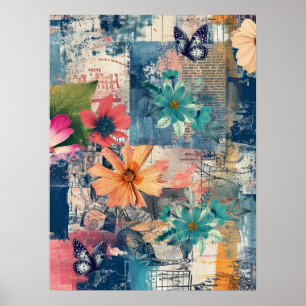 Poster Boho Floral Floral Abstrato Art