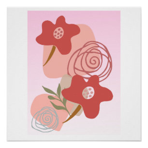Póster Boho Floral Flutuante
