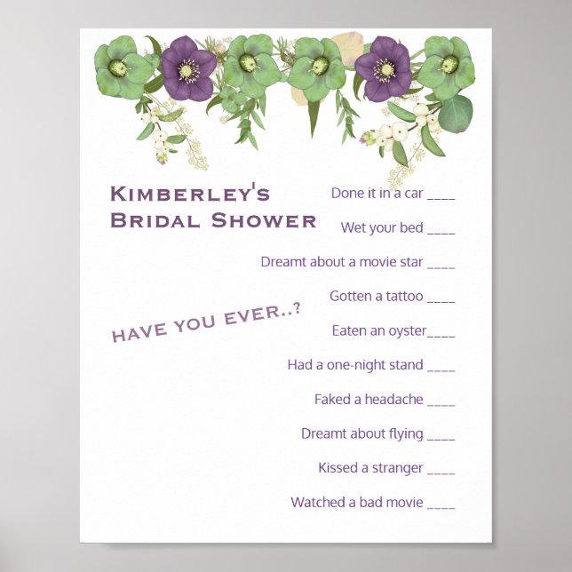 Poster Boho Floral Roxo ✨ Jogo Mais Engraçado e Estranho (Frente)