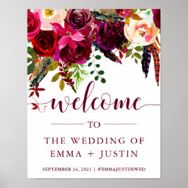 Poster Boho Floral | Sinal de boas-vindas de casamento