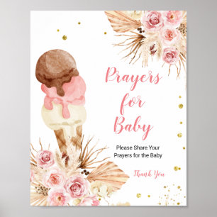 Poster Boho Floral Sorvete Prayers para Bebê