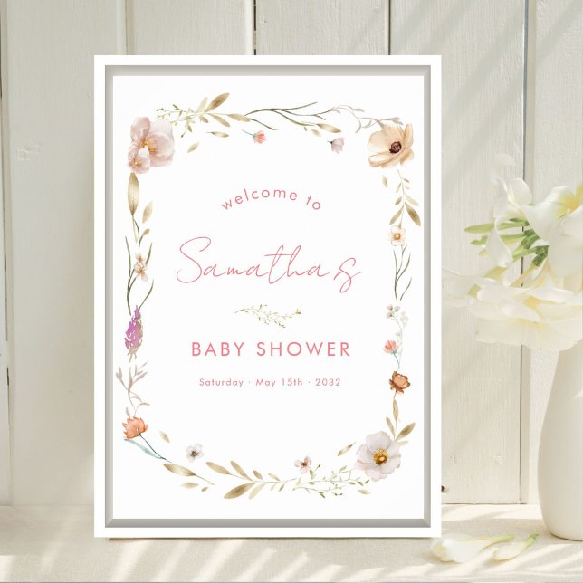 Poster Boho Flower Baby Shower Welcome (Boho Flower Baby Shower Welcome Poster. Available in Prints & Instant Download)