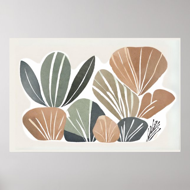 Poster Boho Flower Folha Botânica Estilo de arte Simples  (Frente)