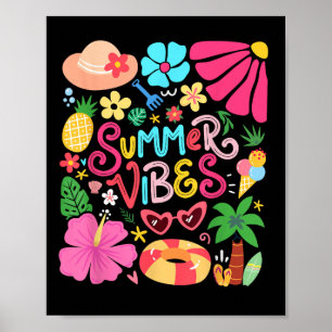 Poster Boho Flower Hello Summer Vibes Funny Beach Life Me
