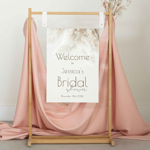 Poster Boho Fluffy Pampas Grass Chá de panela Bem-vindo