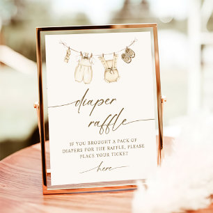 Poster Boho Gênero Revelar Fralda Raffle Sinal