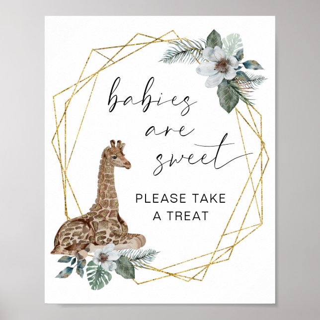 Poster Boho Giraffe Bebês São Doces Tomam Sinal De Tratam (Frente)