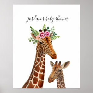 Poster Boho Giraffe Mama + Chá de fraldas