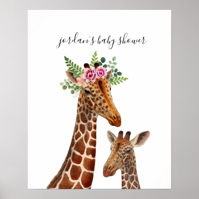 Poster Boho Giraffe Mama + Chá de fraldas (Frente)