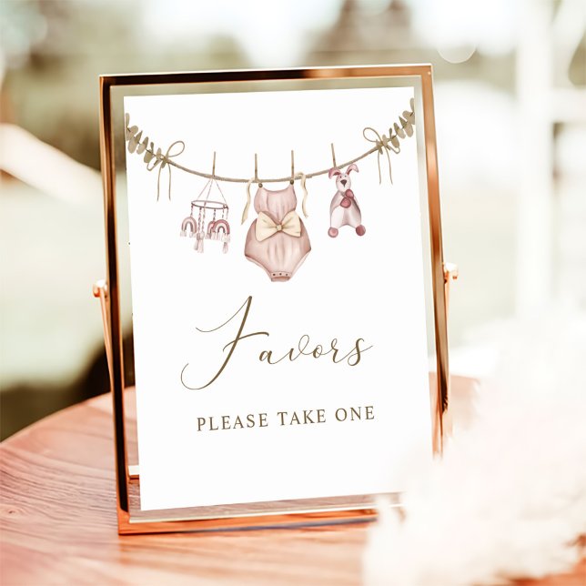 Poster Boho Girl Baby Clothes Chá de fraldas Favor Sinal (Criador carregado)