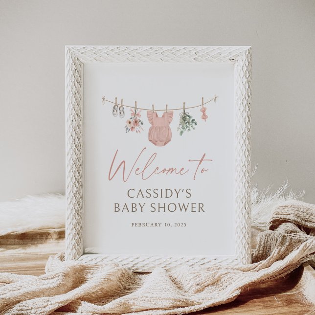 Poster Boho Girl Baby Clothes Chá de fraldas Sinal de Boh (Criador carregado)