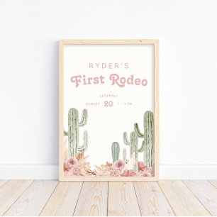 Poster Boho Girls First Rodeo Cowgirl Aniversário Bem-vin