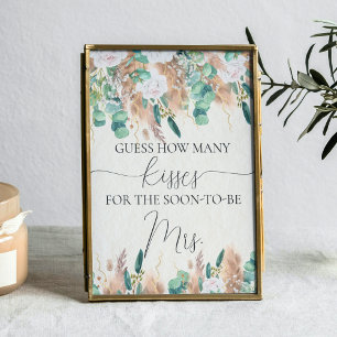Poster Boho Green Eucalyptus Pampas adivinha jogo de beij