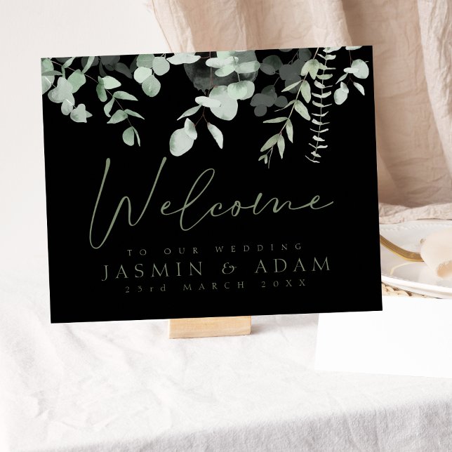 Poster Boho Greenery Black Eucalyptus - Sinal de Casament (Criador carregado)