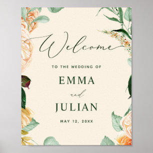 Poster Boho Greenery Peach Casamento - Sinal de Boho Gree