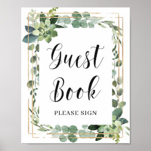 Poster Boho Greenery - Sinal de Convidado das Flores Sucu