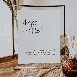 Poster Boho Heart Fralda Raffle Chá de fraldas Sinal E100